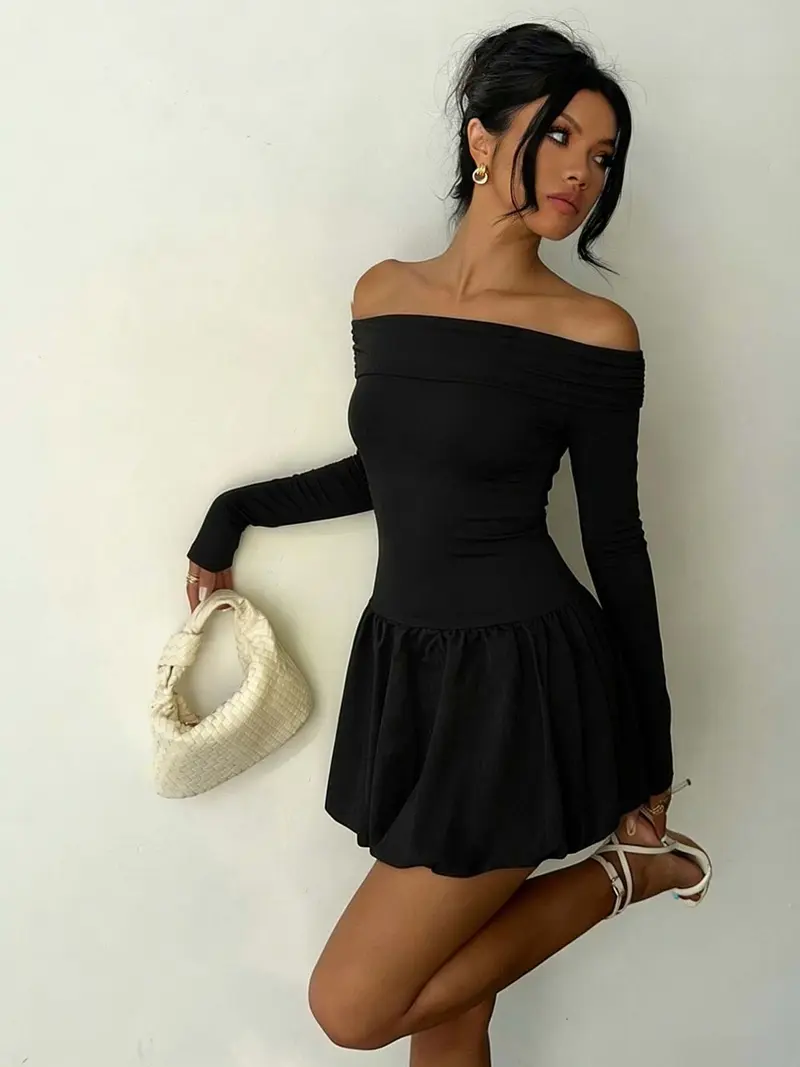 Plt off shoulder dress black mini - TikTok Shop