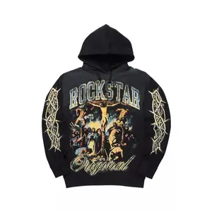 Waller Black Graphic Distressed Hoodie