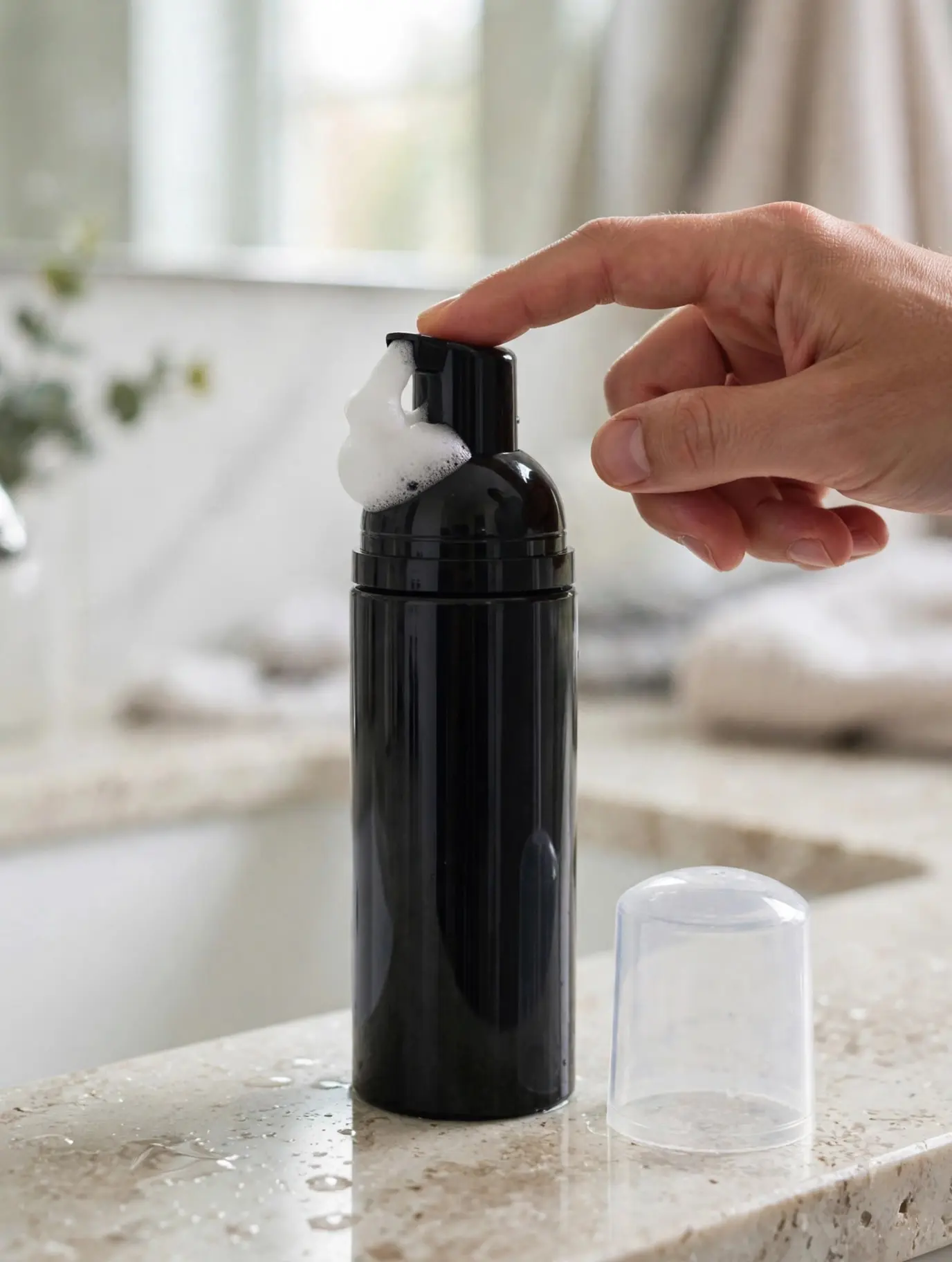 Foam Pump Bottles 50ml 3 Pack Empty Refillable Foaming Soap Dispenser Bottles with Dust Cap for Hand Soap Shampoo Cleanser Travel Toiletries Portable Foam Maker Bottles