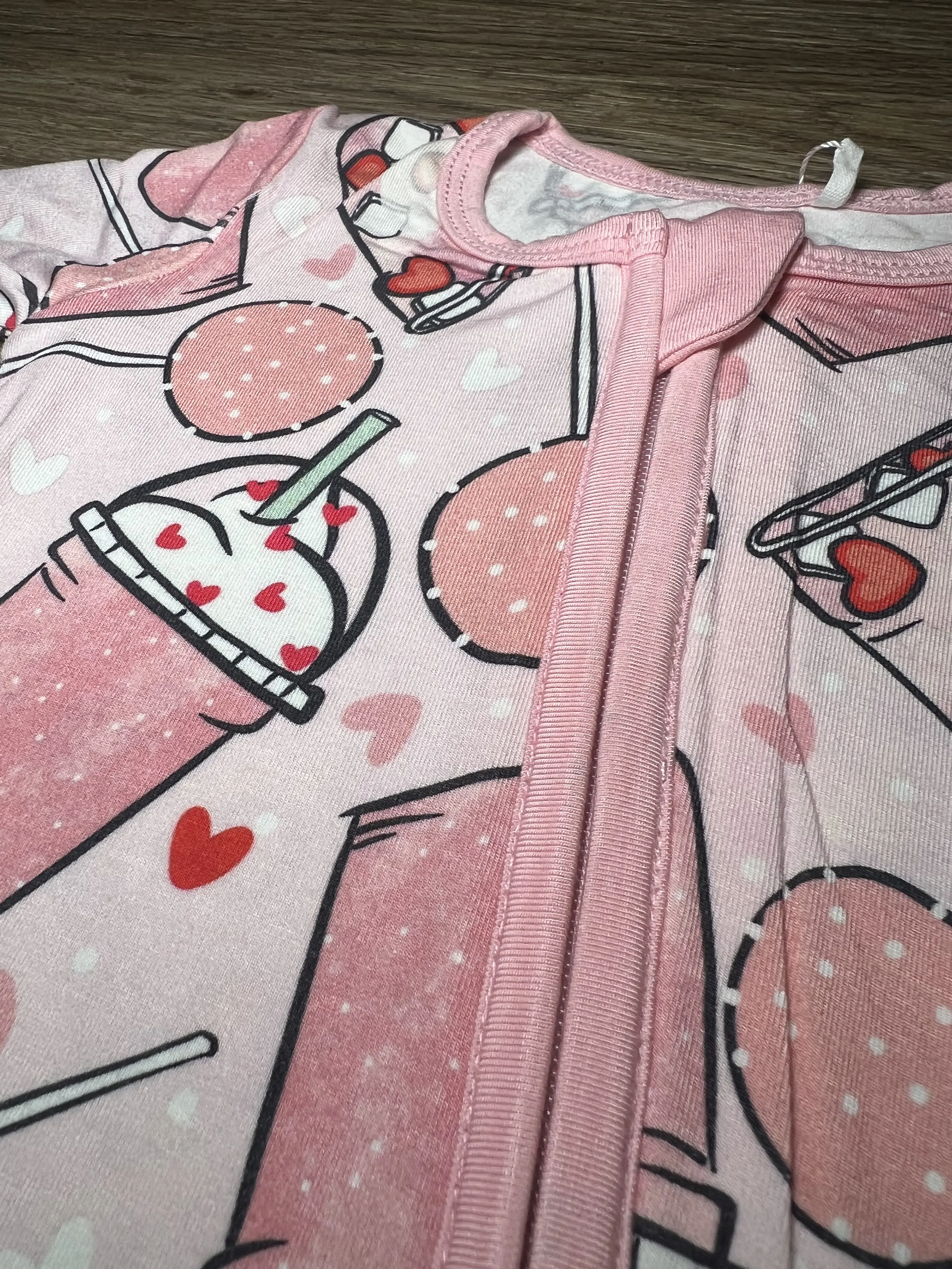 Pink Sips Bamboo pajamas Zipper Romper