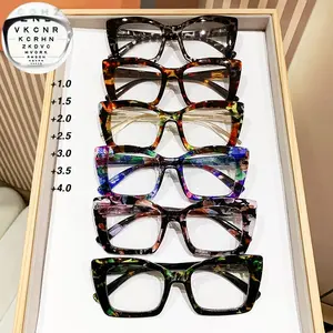 6pcs Trendy Rectangular Fashion Reading Glasses, Large Square Frame Eyeglasses for Women, Clear Vision, Practical Spring Hinges, High-End Accessories