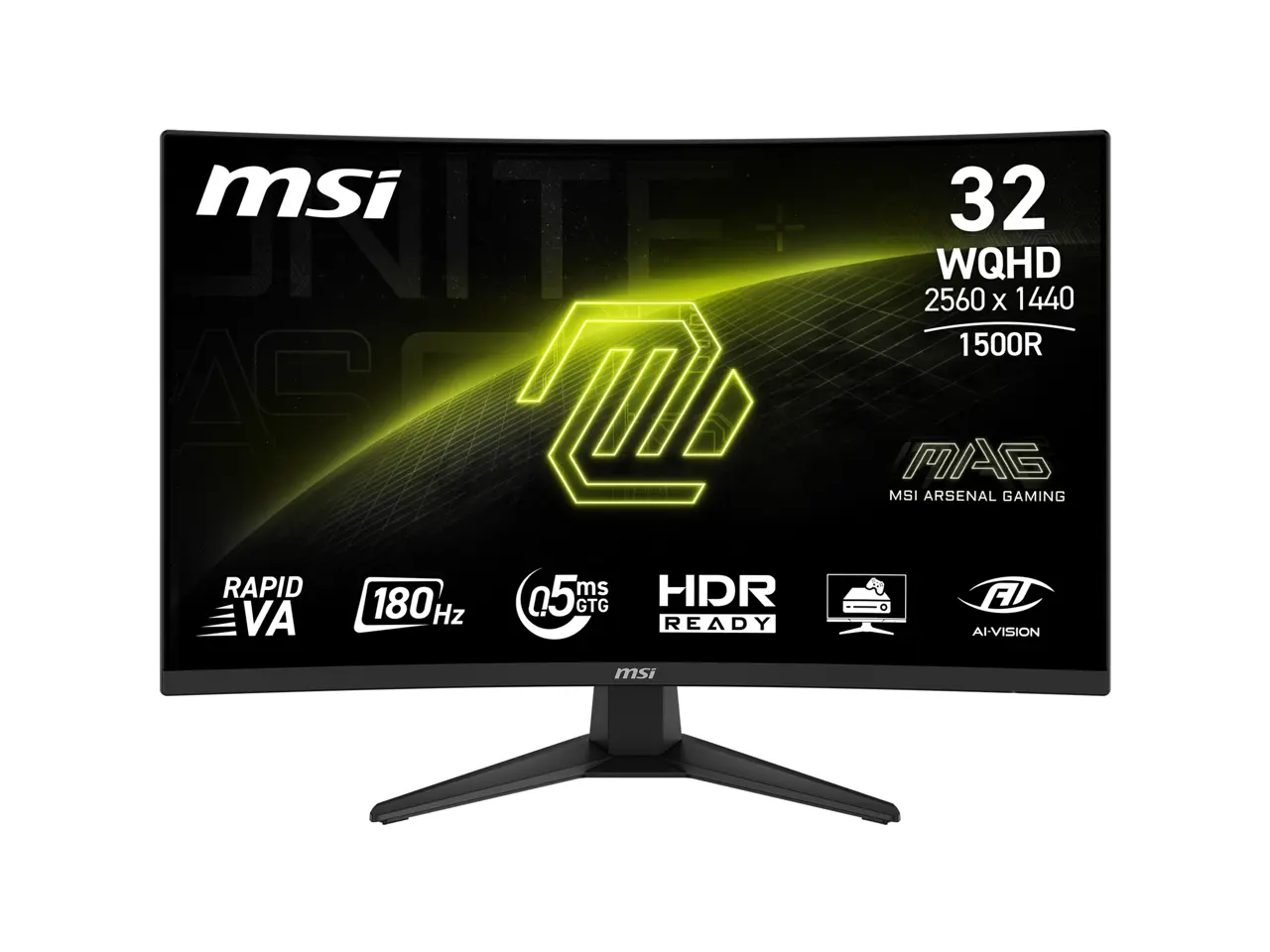 MSI 31.5" 180 Hz Rapid VA QHD(2560 x 1440) Gaming Monitor-180Hz, 0.50ms, Adaptive Sync VESA Mountable, MAG 321CQF E18