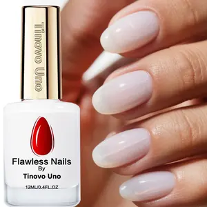 Tinovo Uno New Arrival 12ml Keratin and Milky Nail Hardener, Nail Care, Nail Strengthener, Gel Polish, Glossy and Shine Long-Lasting, Natural Air Fast Dry, Suitable for All Nails, Enrich Milk, Vitamin and Keratin to Nourish the Weak, Cracked Nails
