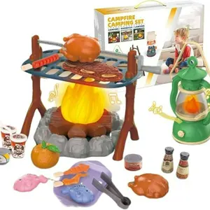 Simulated BBQ Electric Interactive Toy Set with BBQ Simulation, LED Lighting, Fun Sound Effects, Complete Role-Play Props, Ideal for Kids’ Indoor-Outdoor Camping Pretend Play, Children’s Day Gift