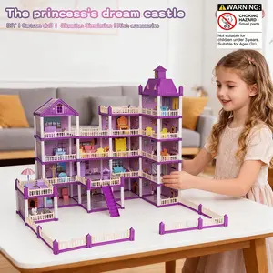 366pcs Romantic Dollhouse Toy Set, Multi-Level Princess Villa, Pretend Playhouse, Includes Furniture, Perfect Gift for Girls, Easter, Christmas, New Year