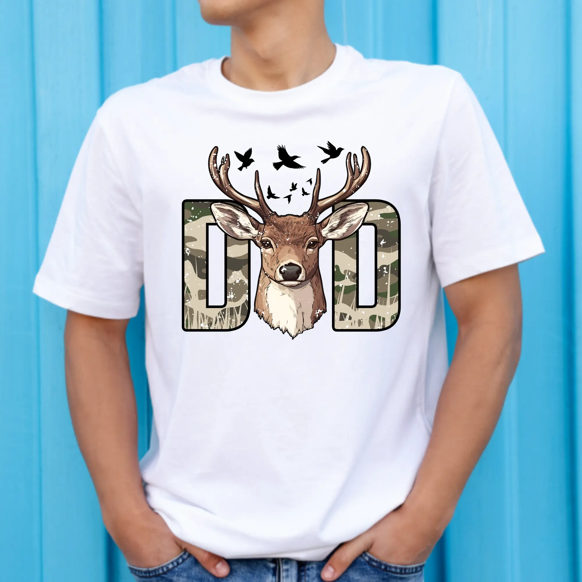 Camo Dad & Deer Head Direct-To-Film (DTF) Craft Print - Ready-To-Press Accessory for T-Shirt DIY Printmaking Projects