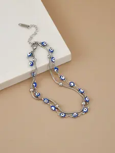 Lucky Evil Eye Beads Anklet Bracelet Stainless Steel Chain Handmade Adjustable Protection Amulet Anklet Good Luck Summer Beach Holiday Foot Jewelry Gift