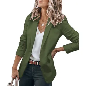 Fall Blazer for Women Long Sleeve Notch Lapel Single Button Slim Fit Office Jacket Casual Work Wear Fashion Womenswear Suit Basic