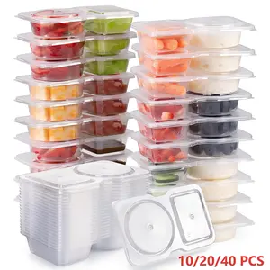 Reusable Double-Compartment Snack Storage Container with Lid, Reusable Snack Containers, Portable Snack Box for On-the-Go Meals and Camping, Kitchen Organizer, Multi Compartment Container
