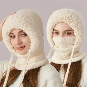 Winter Ladies Plush Hat - Three-in-One Simple Warm Design for Daily Shopping Holiday Travel Perfect Gift