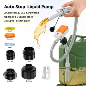 Auto-Stop Fuel Transfer Pump, Dual Powered (AA Battery & USB-C), 3.8 GPM Fastest Flow, 51" Long Hose, Water, Gasoline, Diesel, Kerosene, Oil and other Liquid Transfer, Siphon Pump - SOARFLY T3