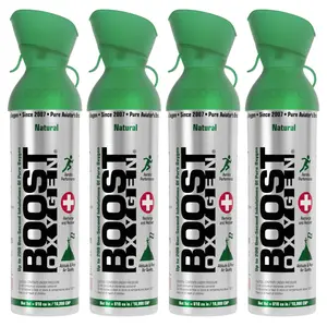 Boost Oxygen 10 Liter Canned Oxygen Bottle with Mouthpiece, Natural (4 Pack)