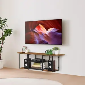 Wall Mounted Media Console with Open Storage Shelves,Floating TV Stand for 50 60 Inches TV,Modern Entertainment Center for Bedroom,Living Room