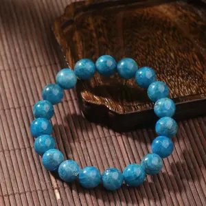 【Blue apatite】Apatite round bead bracelet gift