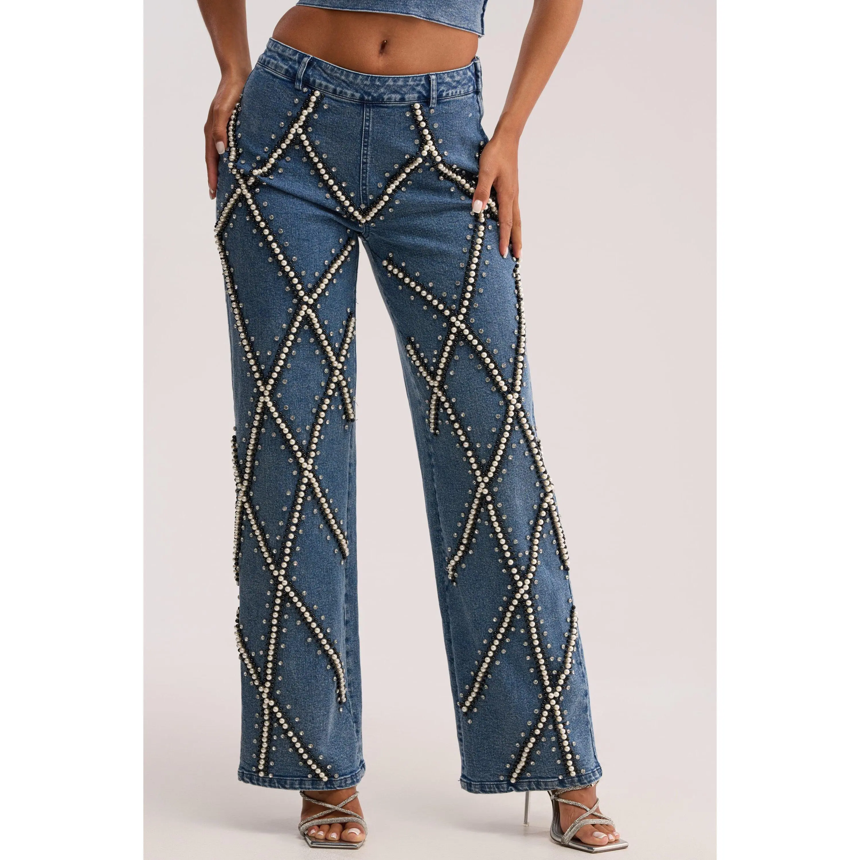 DRIPPING IN PEARLS DENIM PANT