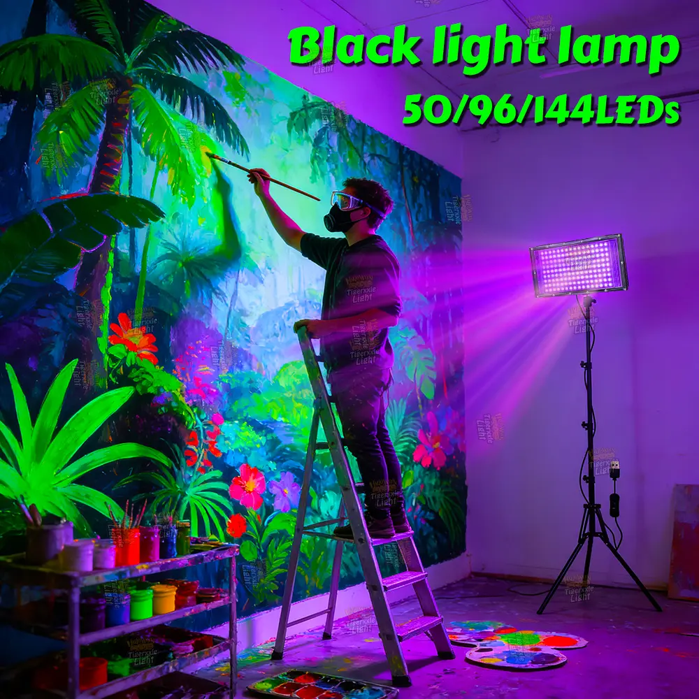 144/96/50LEDs Black Lights with Stand, DC 5V, with USB plug, Foldable Tripod Floodlight for Party, Halloween, Bedroom, Fluorescent Poster