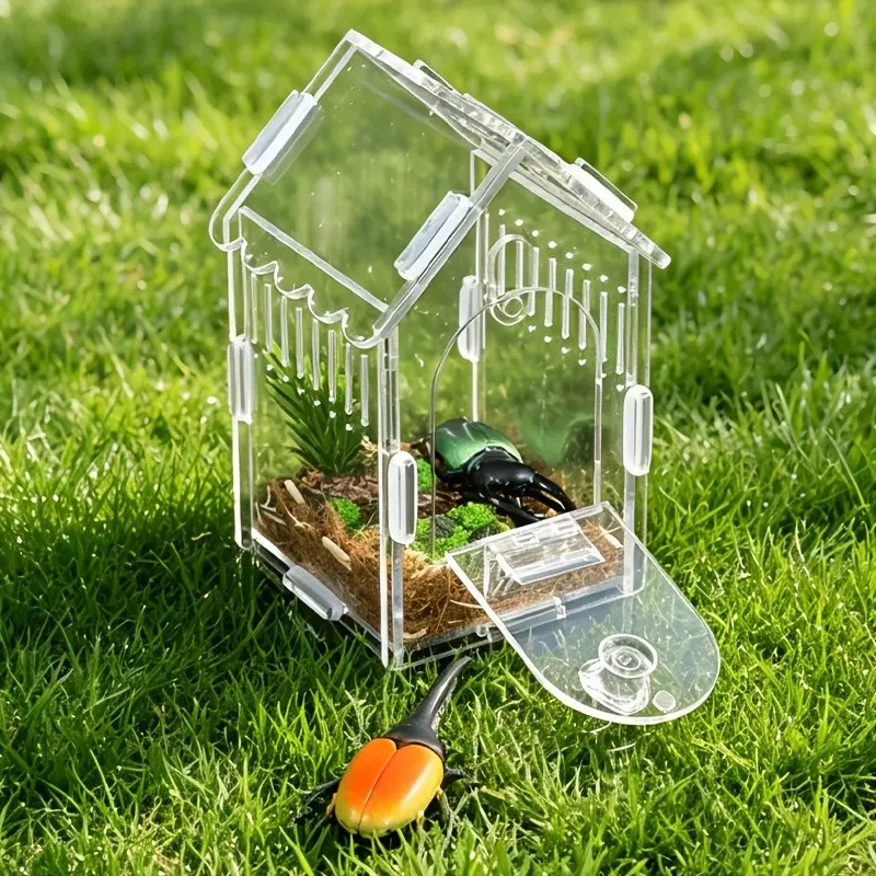 Panoramic High-Transparency Ready-to-Ship Acrylic Reptile Terrarium | Reptile Tank, Reptile Habitat and Display Enclosure | Acrylic Material | Breathable, Escape-Proof with Magnetic Snap Closure, Easy to Clean and Stackable, Full-View Observation