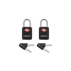 Sure Lock TSA Approved Luggage Locks Mini Size Lock with Keys for Travel, Zinc Alloy Body with Steel Shackle, Key Alike, Key Alike in The Same Package