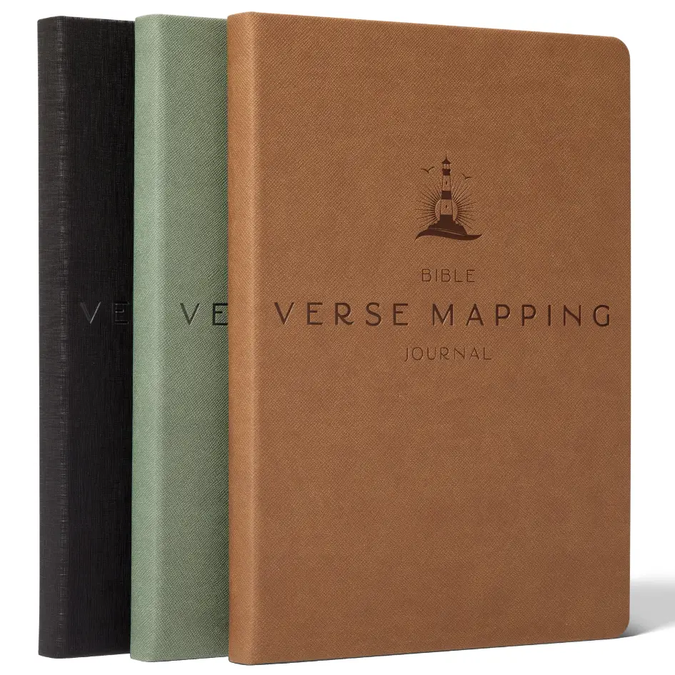 Bible Verse Mapping Journal - Vegan Leather - Highly Durable - For Men or Women - 7" x 10"