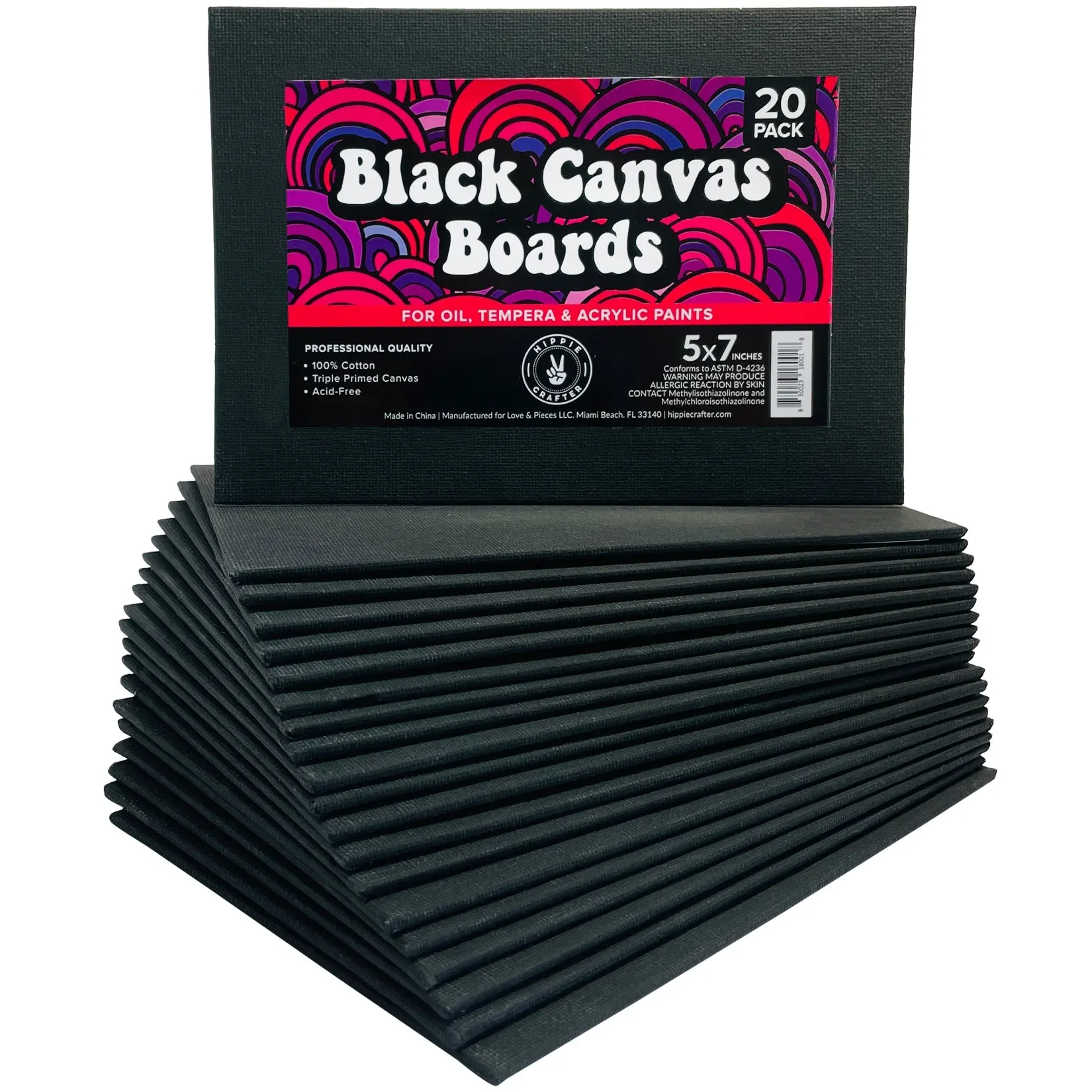 20 Pk Black Canvas Boards 20 Pk Black Canvas Boards