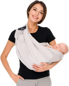 Baby Carrier by Cuby, Natural Cotton Baby Wraps Sling Baby Holder Extra Comfortable for Easy Wearing Carrying for Newborn, Soft and Adjustable Newborn and Toddler Carrier Slings (Light Gray)