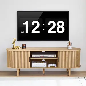 Giratree 54" Fluted Mid Century Modern TV Stand with Tambour Sliding Doors , Curved Entertainment Center with Storage, Media Console for Living Room , Bedroom