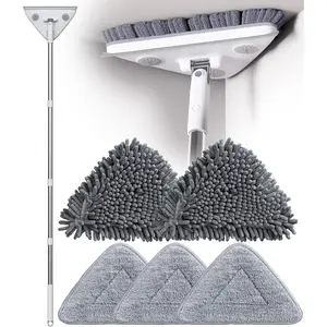 Wall Cleaner Mop with Long Handle, Wall Duster with Extension Pole, 3-in-1 Window Cleaning Kit, Dust Mop with 5 Replacement Pads