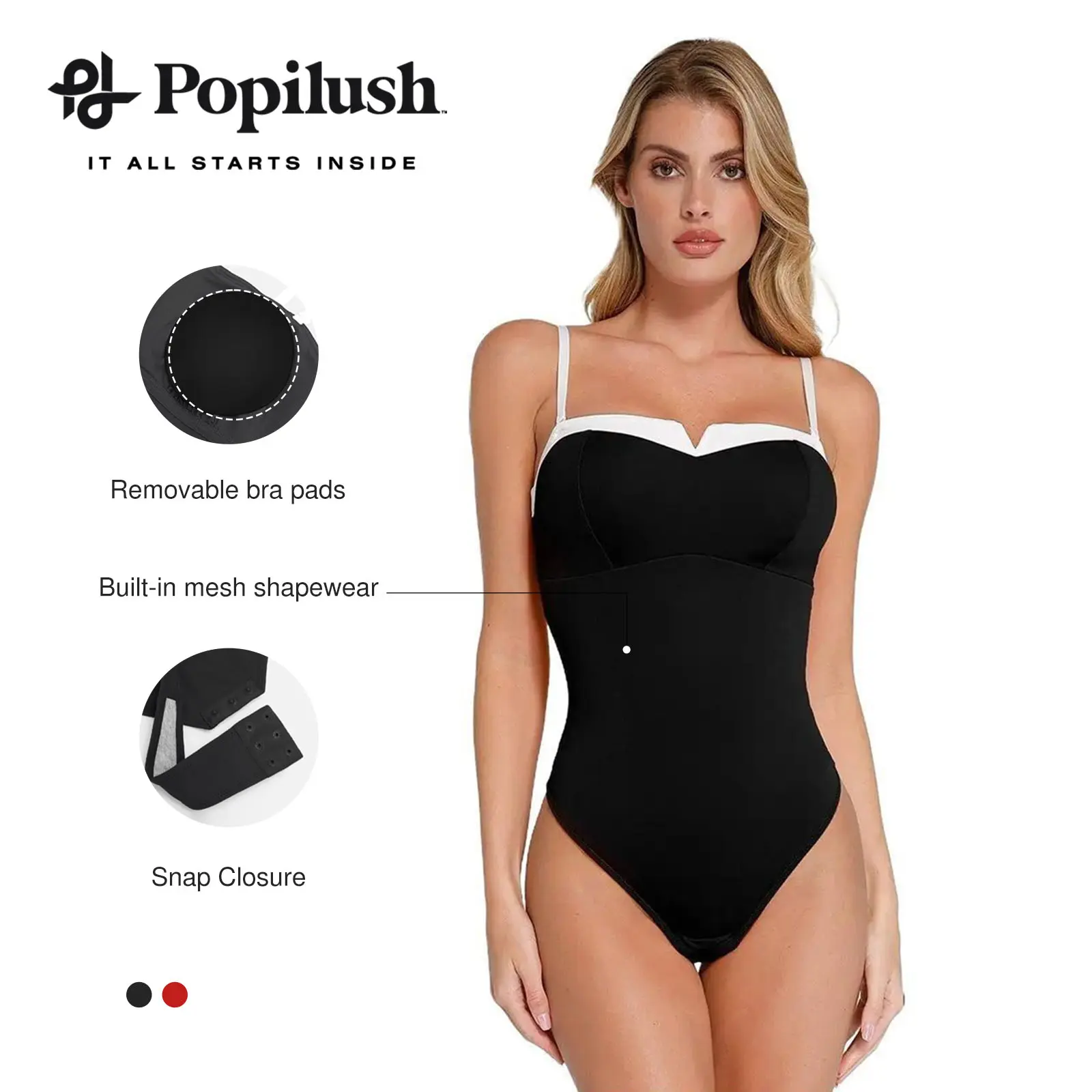 The Popilush Contrast Trim Shapewear Bodysuit