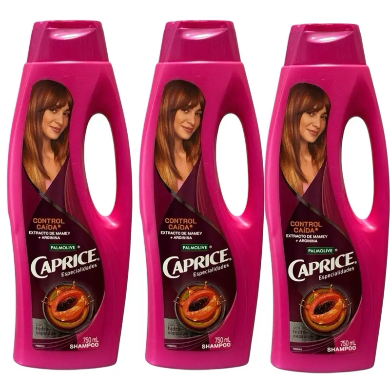 PALMOLIVE CAPRICE SHAMPOO CONTROL CAIDA, EXTRACTO MAMEY, Y ARGININA-3PACK-750 mL