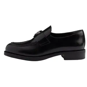 PRADA Leather Round-Toe Slip-On Loafers for Women in Black Trending Shoes, House White Official Shoes to Get / Maison Mihara Verifiable, with credentials and supporting global authentication