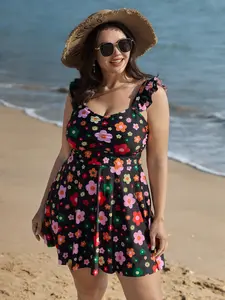 【Summer Turn-Up】【Tummy control】BlOOMCHIC Plus Size Anti-Float Tie Floral Pattern Swim Dress [M-6X] 2026 Summer Pick for Mother's Day