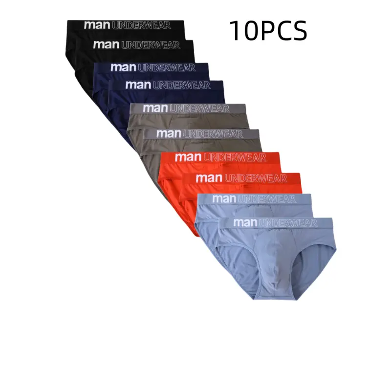 10-Pack High-Stretch Men's Polyester Briefs, 95% Polyester 5% Spandex, Comfortable Breathable Seamless Underwear for Daily & Casual Wear
