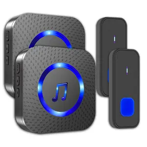 LIKEPAI Wireless Doorbell with 2 receivers 2 Buttons,IP55 Waterproof Doorbell,1300 FT/400M Remote Doorbell,55 Chimes 5 Volume,Colorful LED Flashing,110 db Loud Volume,For Home/Classroom