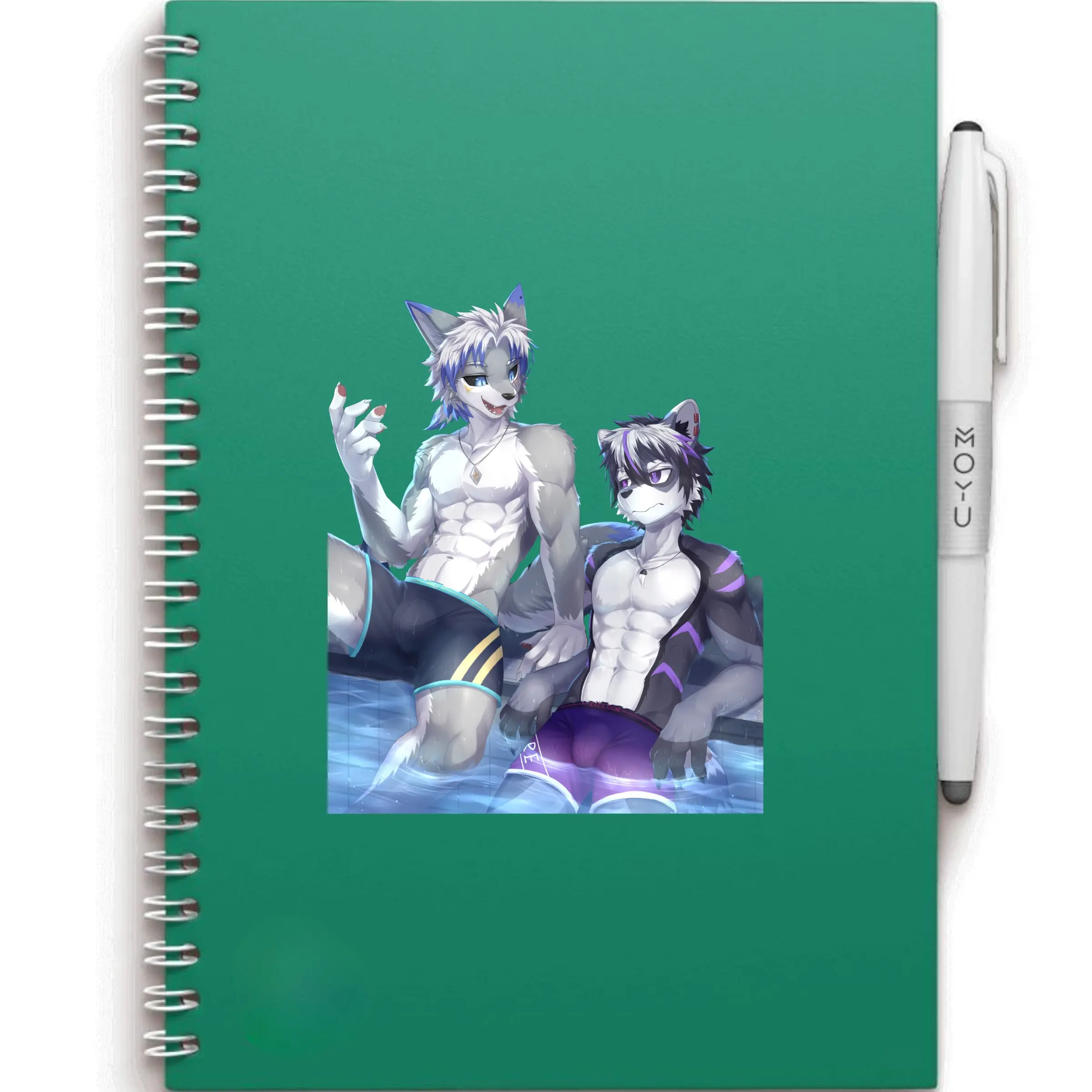 Wolf Duo Furry Sticker, Cool Anthro Wolf Character Decal, Anime Beast Friends Sticker for Laptop, Gaming Room, Water Bottle