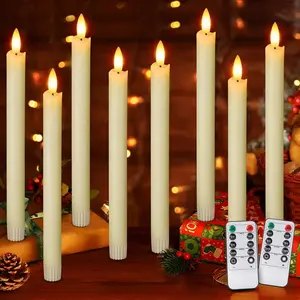 Flameless Candles with Remote: 8 Pack  Operated Window Candles 9.6" Real Wax LED Flickering Flameless Taper Candles  Wick Lights Halloween Christmas Wedding Birthday Party Decorations ()