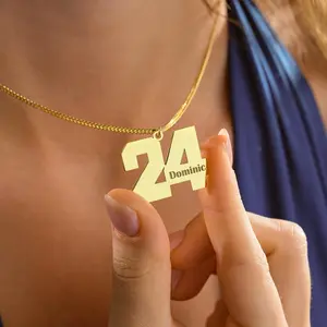 AS316 Personalized Customized Number Engraving Name Pendant Stainless Steel Necklace Ball Lover Gift