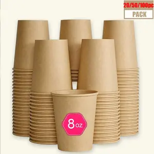20/50/100pcs Disposable Paper Cups, Ideal for Coffee, Drinks, Cold Beverages, Juices, Teas, Office Home Parties, Picnics, Bbqs, Travel, Weddings