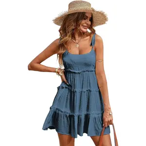 Womens Summer Dresses Wedding Guest Dresses Beach Sundresses Spaghetti Strap Flowy Boho Dress