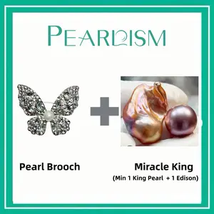 【Andrew】Butterfly Brooch +  Miracle King pearl (Min 1 king Pearl + 1 Edison as gift) [Open in live]｜Freshwater Mix Color Baroque Pearl