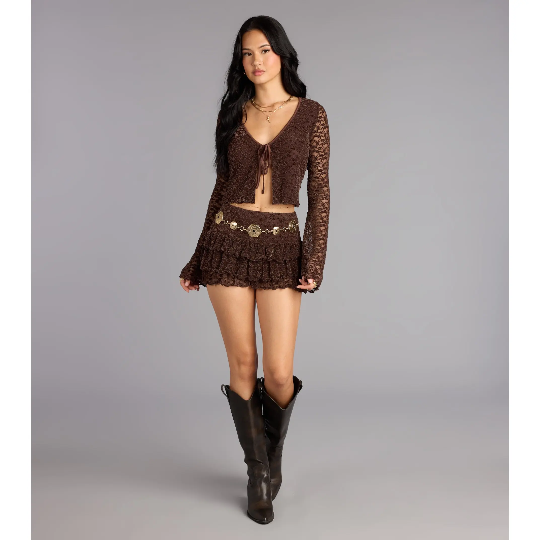 Sultry Sweet Ruffle Lace Shorts