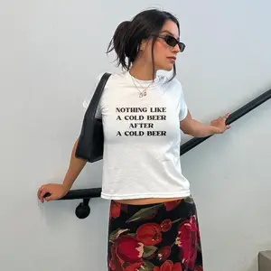 Nothing Like A Cold Beer After A Cold Beer Retro Y2k Vintage Baby Tee Funny Drinking Shirt Cute Party Quote Aesthetic Beer Lover Tee FGRE