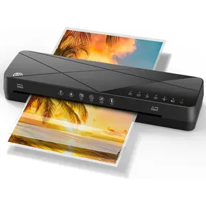 Laminator Machine 13 inch,Laminator with  Screen, 60s Quick Warm Up Auto Off, Hot and Cold Laminator with ABS Jam Free, Laminator for  Office School, Black