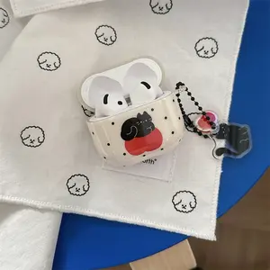 IMD black polka dot red apple black cat headphone protective cover with kitten pendant for AirPods 1 2 3 4 Pro Pro2 Kitty