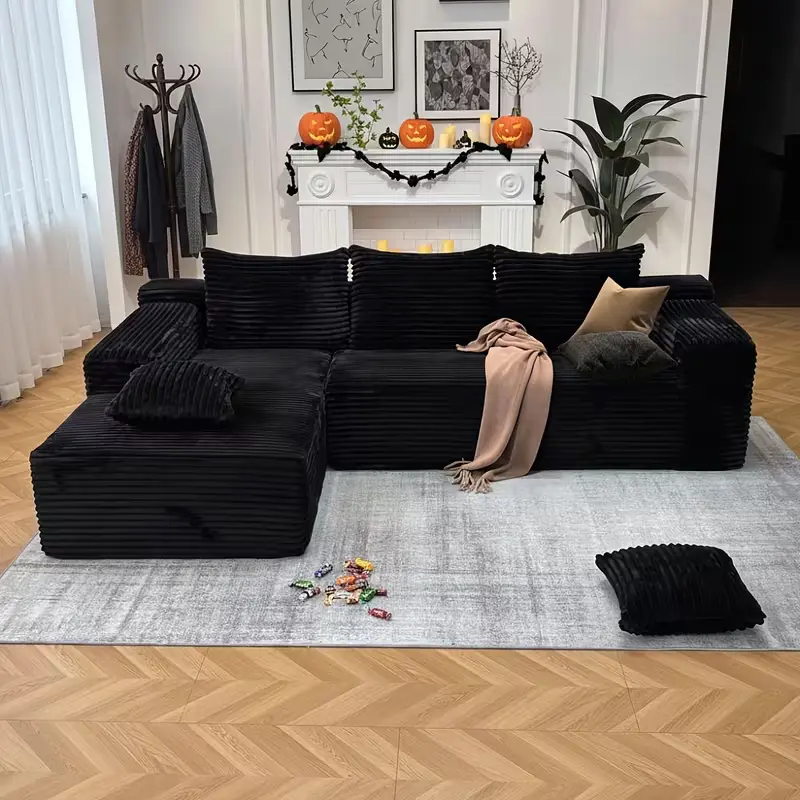 ModMood 105-inch Cloud Modular Sectional Sofa with Corduroy Fabric L-Shaped Lounge Chair No Assembly Needed