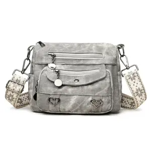 Retro Everyday Purse for Women, Handbag Soft Leather Crossbody Bag Large Capacity Shoulder Bag New Design Small Bags Commuting Bag Tote Bag with Wide Ajustable Strap for Work, Gift Bag for Mom, Purse for Mature Women