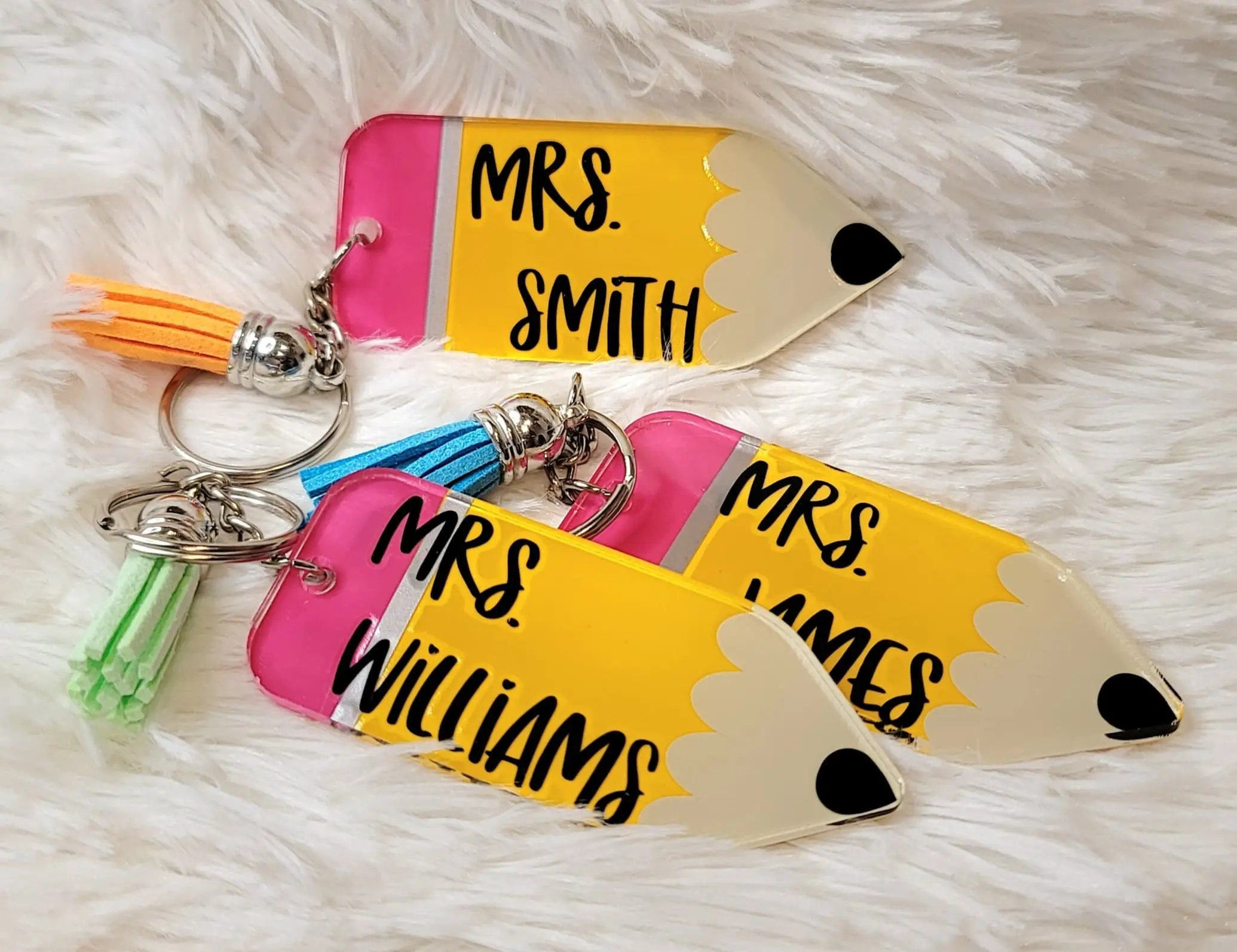 Custom Teacher Pencil Keychain, Custom Teaches Acrylic Keychain, Gift From Kids, Back to school