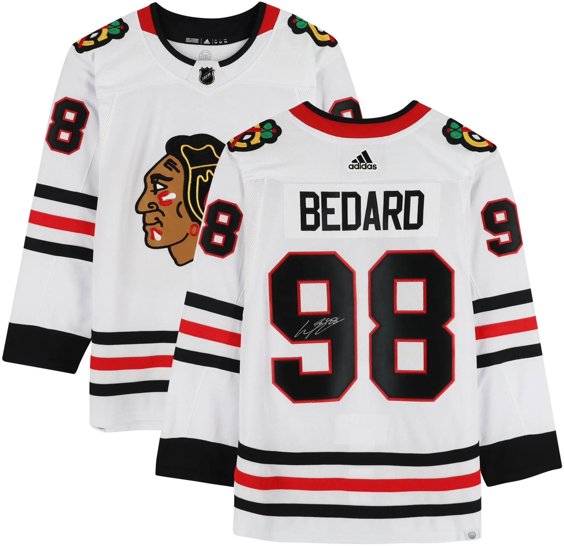 Connor Bedard Chicago Blackhawks Autographed White Adidas Authentic Jersey - Fanatics Authentic Certified
