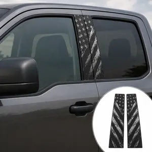 2-Pack Car B Pillar Decals Stickers - Glossy PVC Vinyl American Flag Wrap, Moisture Resistant Waterproof Exterior Accessories for Side Door Center Pillar Trim Styling & Decoration