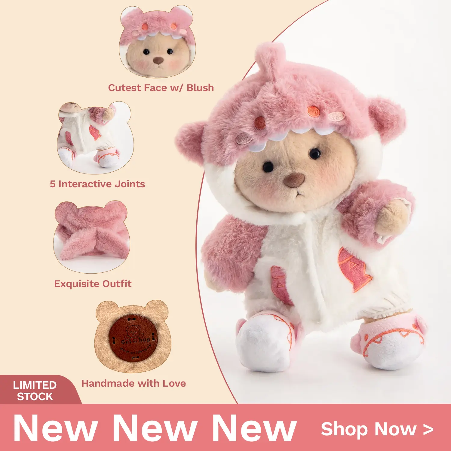 Pink Shark With Brown Bear