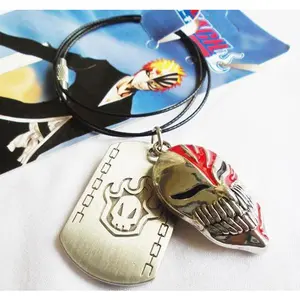 Bleach necklace keychain, Bleach Kurosaki Ichigo mask pendant, double pendant accessory, anime merchandise